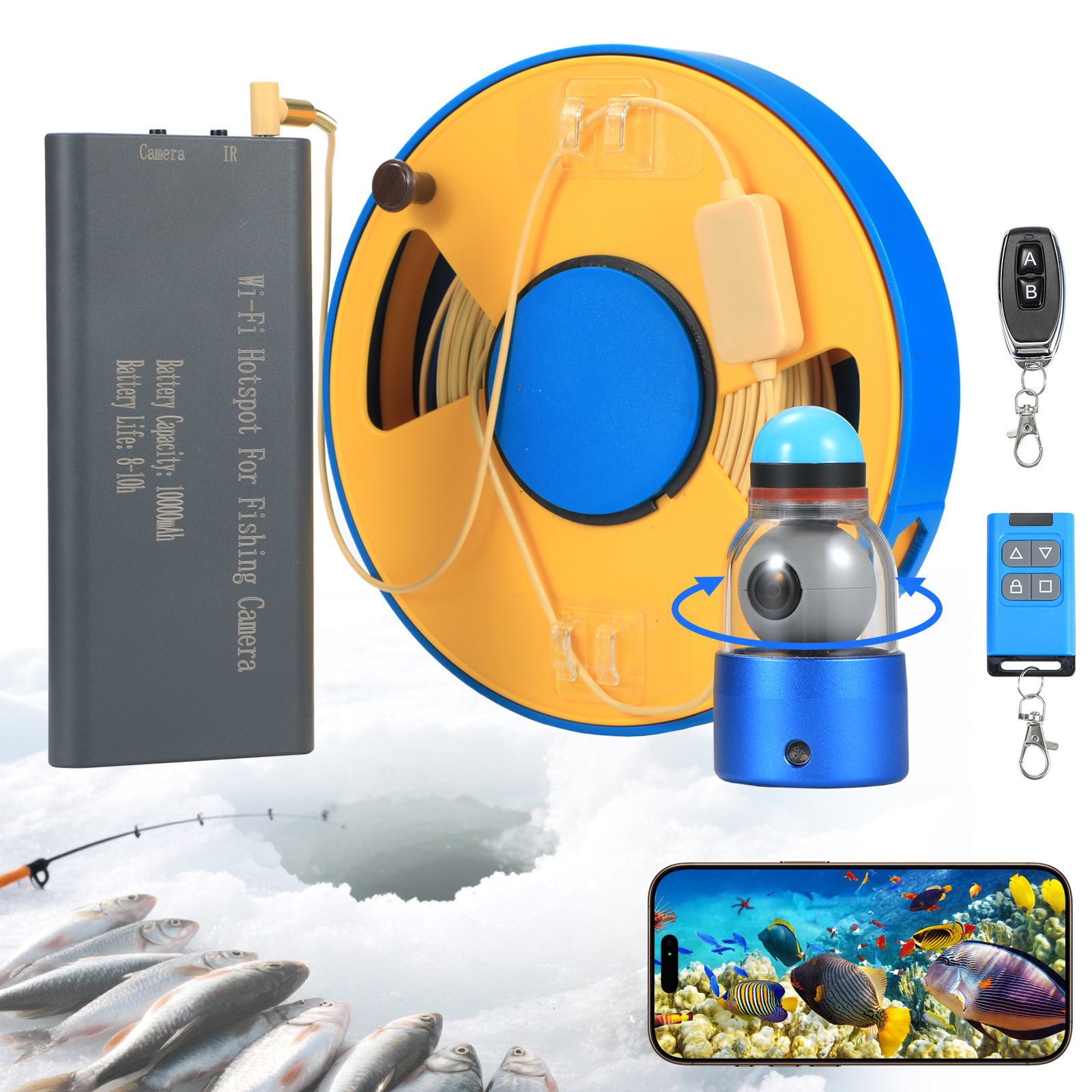 Fish Finder Cable - WIFI 360° Underwater Fishing Camera with