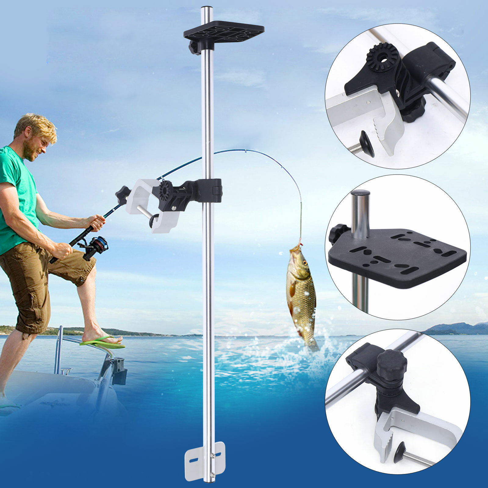 Fish Finder Mount - Portable 360° Adjustable Transducer Mount Bracket,