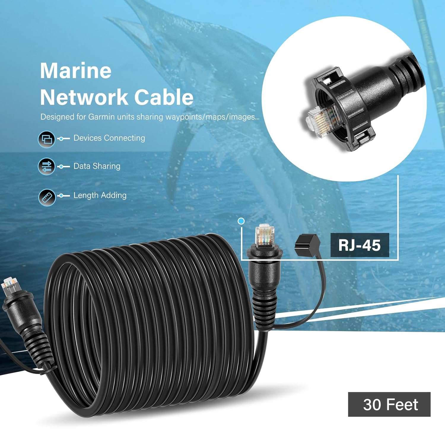 30 Foot Marine Network Cable f – Fish Finder Cable Bewertung und Preis